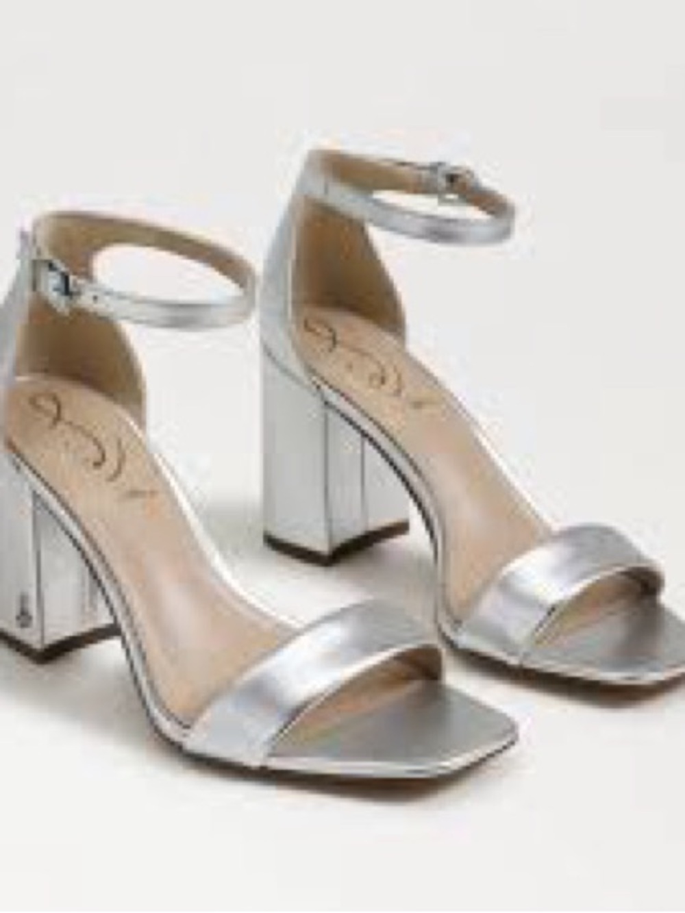 Sam Edelman Silver Metallic Block Heel Sandals